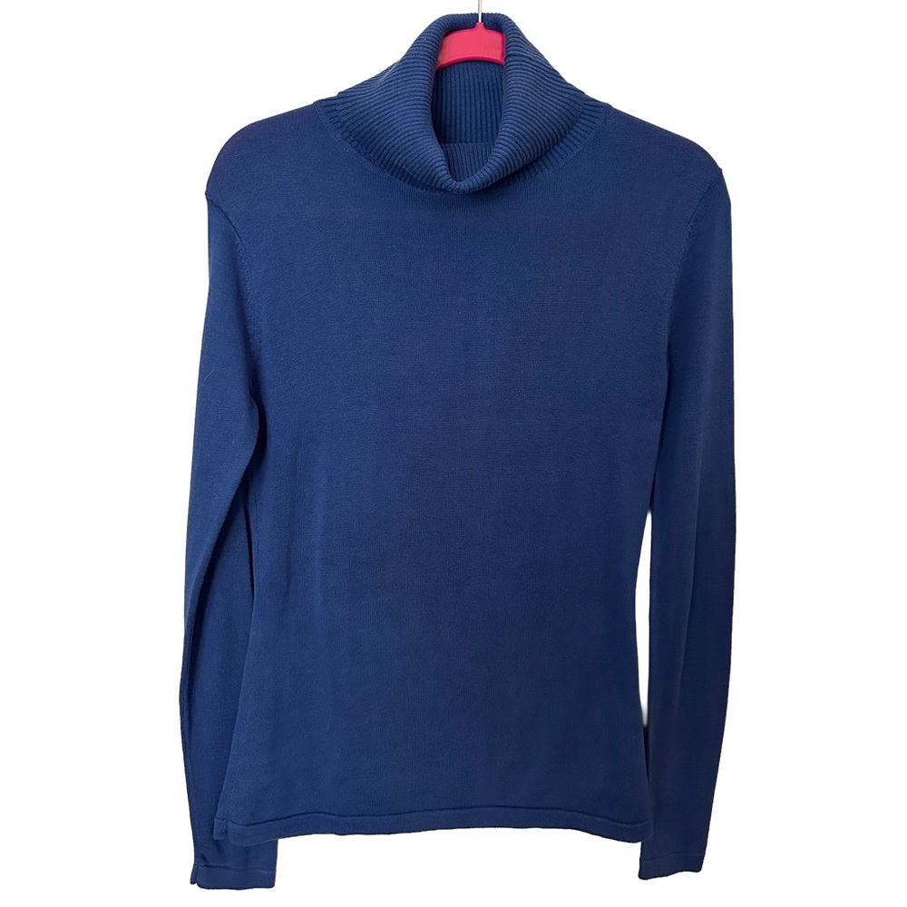 TravelSmith Silk Cotton Blend‎ Long Sleeve Blue Turtleneck Sweater S